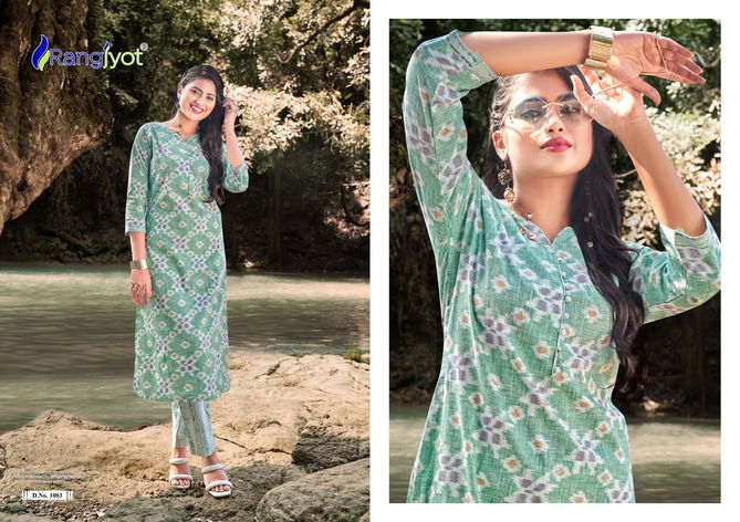 Rang Riti By Rangjyot Printed Cotton Kurti With Bottom Wholesale Market In Surat